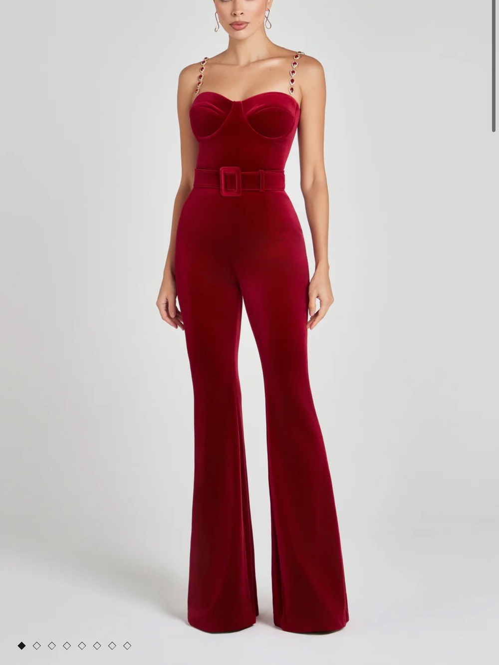 NWT Nadine Merabi Harley red velvet jumpsuit